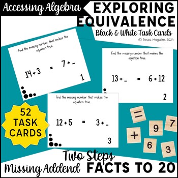 Preview of Missing Addend Addition Facts within 20 Algebraic Expressions Task Cards