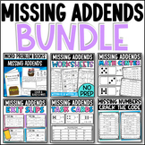 Missing Addend Bundle: Books, Math Centers/ task cards, an