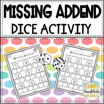 Preview of Missing Addend Dice Activity