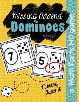 Preview of Missing Addend Domino Game {Addition & Subtraction Facts 1-10}|Distance Learning