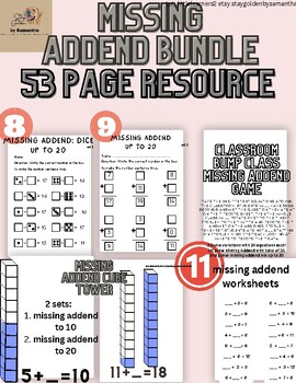 Preview of Missing Addend Math Bundle