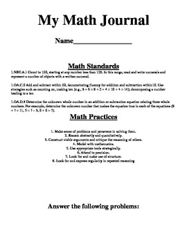 Preview of Missing Addend Math Journal