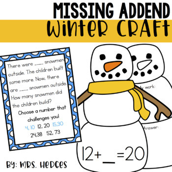 Preview of Missing Addend Winter Craft