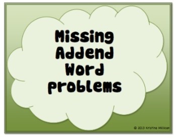 Preview of Missing Addend Word Problems