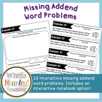 Preview of Missing Addend Word Problems
