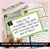 Missing Addend Word Problems | Task Cards
