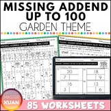 Missing Addend Worksheets (Garden Theme) - Addition Within 100