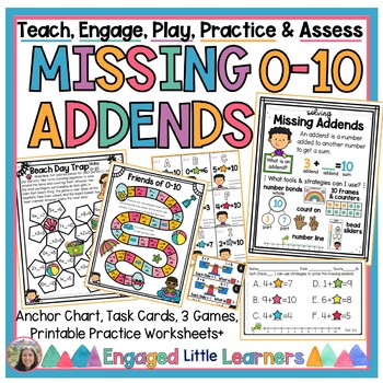 Preview of Missing Addends 0 to 10 Lesson | Worksheets, Games, Activities, Anchor Chary