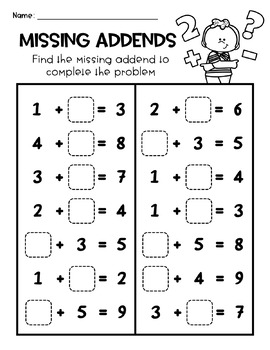 Missing Addends 1-20 Worksheets - Free by Organika Studio - Fun Math ...