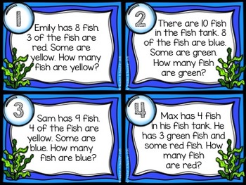 Missing Addends Task Cards and Worksheets- Addition Story Problems- (CCSS)
