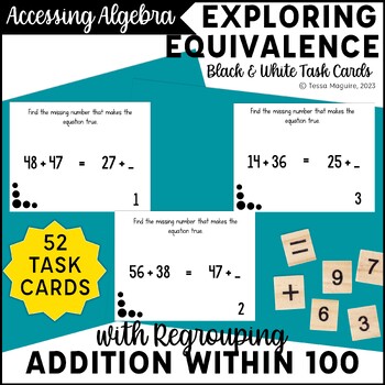 Preview of Missing Addends Addition and Subtraction with Regrouping Equivalence Task Cards