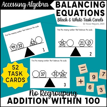 Preview of Missing Addends Addition without Regrouping Balancing Equations Task Cards