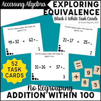 Preview of Missing Addends Addition & Subtraction without Regrouping Equivalence Task Cards