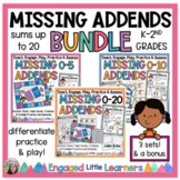 Missing Addends BUNDLE | Sums to 20 | Games & Activities f