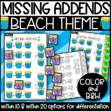 Missing Addends Beach Themed Math Center Worksheets