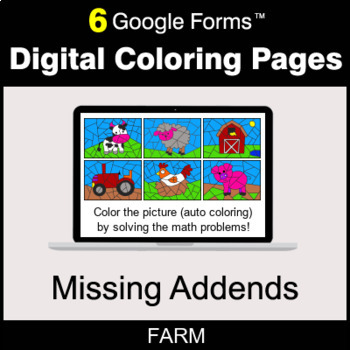 Preview of Missing Addends - Digital Coloring Pages | Google Forms