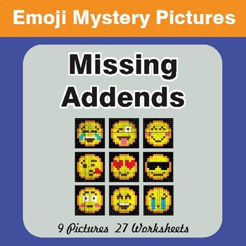 Missing Addends EMOJI Math Mystery Pictures