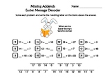 Missing Addends Easter Math Activity: Message Decoder