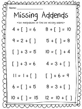 Preview of Missing Addends Equations and Word Problems