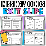 Missing Addends Exit Slips Exit Tickets Assessment Quick C