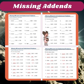 Preview of Missing Addends: Grade 6 Math Practice
