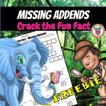 Preview of Missing Addends Math Worksheet Free - Crack the Fun Fact!