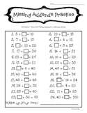 Missing Addends/Mental Math Practice--2-Digit Addition