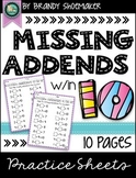 Missing Addends Practice Sheets