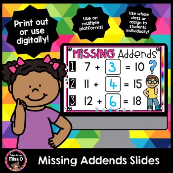 Preview of Missing Addends Slides - Distance Learning