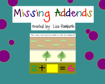 Preview of Missing Addends SmartBoard Lesson for Primary Grades