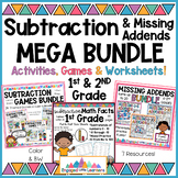 Missing Addends & Subtraction MEGA BUNDLE for 1st and 2nd 