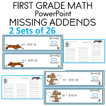 Preview of Sums to 20 with Missing Addends PowerPoint 1st Grade Math