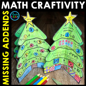Preview of Christmas Math Craft December Addition Missing Addends | Unknown Addends