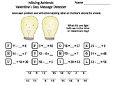 Missing Addends Valentine's Day Math Activity: Message Decoder