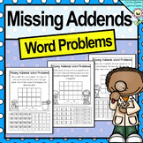 Missing Addends Word Problems - Cut and Paste - Grade One 
