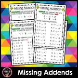 Missing Addends Worksheets