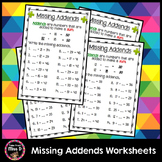 Missing Addends Worksheets