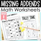 MISSING ADDENDS - Math Practice Worksheets for 1st and 2nd Grade