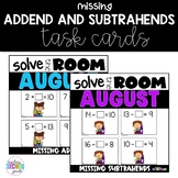 Missing Addends and Subtrahends Task Cards