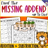 Missing Addends to Five, Find the Missing Number Addition 