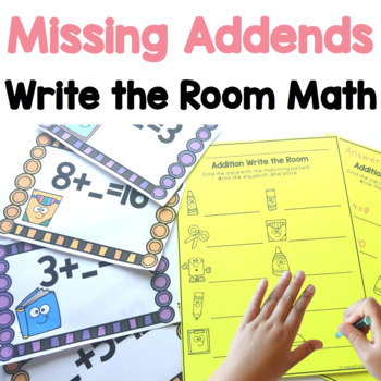Preview of Missing Addends within 10 and 20 Write the Room Math