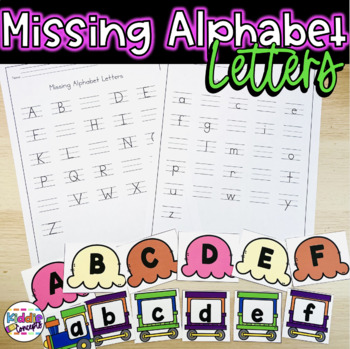 Letters Teaching supplies MISSING LETTERS Cards for Learning Center 52 Cards 