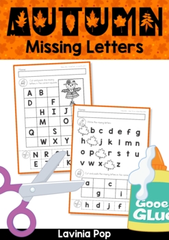 Preview of Missing Alphabet Letters Cut and Paste - AUTUMN / FALL Theme