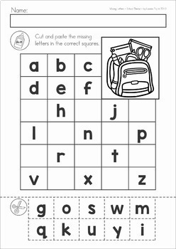 missing alphabet letters cut and paste school theme by lavinia pop