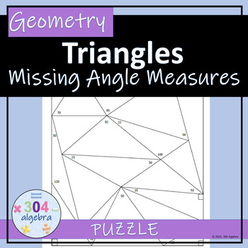 Missing Angle Measures Puzzle by 304 Algebra TPT