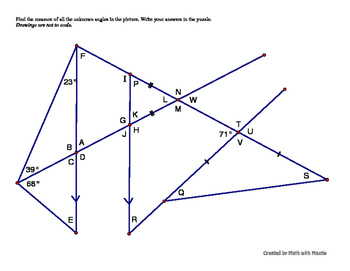 Missing Angle Puzzle #3 by Math with Mastie | Teachers Pay Teachers