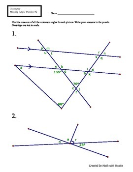 Missing Angle Puzzles #2 by Math with Mastie | Teachers Pay Teachers