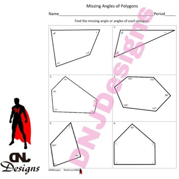 Preview of Missing Angle of a Polygon Printable/Handout/Homework