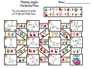 Missing Angles Activity: Christmas Math Maze by Science Spot | TpT