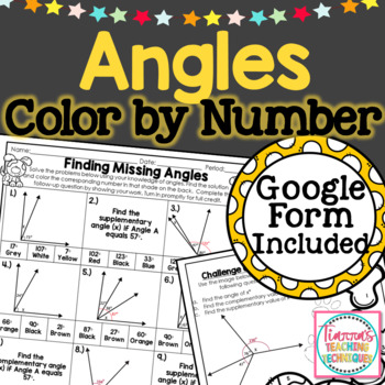 Preview of Missing Angles Worksheet with Easel Activity and Google Form